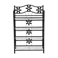HOMCOM Shoe Rack, Plant Stand, Flower Rack, Freestanding Shelf, Stand, 4 Tiers, Metal, 59.5 x 30 x 92 cm, Black(m-6)