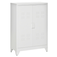 HOMCOM 3-tier office cabinet metal storage cabinet 2 doors adjustable shelves 75 x 33 x 110 cm white