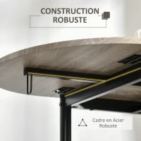 HOMCOM Extendable Oval Table and 2 Chairs Set - Drop-Leaf Table - Metal and MDF - Black and Natural(m-4)