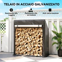 Outsunny Portalegna da Esterno in Acciaio Rinforzato con Copertura Impermeabile, 100x60x110 cm, Nero(m-4)