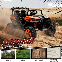 AIYAPLAY Mașinuță Electrică pentru Copii 3-8 Ani 24V cu 2 Locuri, Dublu Motor, Telecomandă și Pornire Lentă, Portocaliu(m-8)