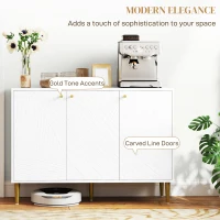 HOMCOM Elegant Two-Cupboard Sideboard - White/Gold-Tone(m-5)