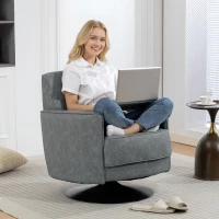 HOMCOM Upholstered Swivel Accent Chair with Thick Padding, Grey(m-7)