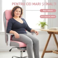 HOMCOM Scaun de birou ergonomic cu brațe reglabile, suport pentru picioare și tetieră, roz(m-8)