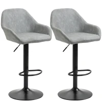 HOMCOM Set of 2 bar stools with backrest and footrest, height-adjustable and 360° swivel, gray(m-5)