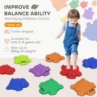AIYAPLAY 9-Piece Balance Stepping Stones with Non-Slip Edge, Indoor Outdoor Obstacle Course for Ages 3-8 Years, Multicoloured(m-4)