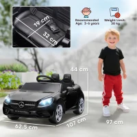 HOMCOM Benz SLC 300  Licensed 12V Kids Electric Ride On, with Music, Remote Control, LED Headlights, Horn, Black(m-3)