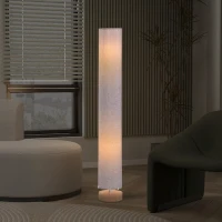 HOMCOM Floor Lamp for Living Room, 47" Modern Standing Lamp with Linen Shade, Wooden Base, Grey(m-10)