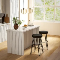 HOMCOM Set of 2 industrial-style bar stools with footrest, U-shaped legs, padded seat, black(m-4)