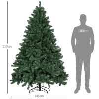 HOMCOM 210 cm artificial Christmas tree with foldable metal stand, 1674 branches, realistic Christmas decoration(m-3)