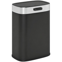HOMCOM Trash can, stainless steel kitchen bin with stay-open lid, removable inner bucket, 21.5x19.5x30 cm, Black