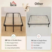 HOMCOM Cadru de Pat Industrial cu 28 de Lamele și Spațiu de Depozitare, din Lemn și Oțel, 190x90x31 cm, Negru și Lemn(m-4)