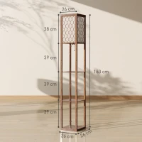 HOMCOM Three-Shelf Standing Lamp - Rustic Brown/White(m-3)