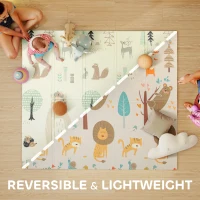 AIYAPLAY Baby Play Mat, Double Sideded Foldable Kids Crawling Mat, Reversible & Waterproof, Animal(m-4)