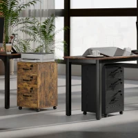 HOMCOM Three Drawer Wood-Effect Filing Cabinet - Rustic Brown(m-9)