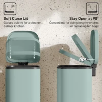 HOMCOM 30L Kitchen Bin, Compact Pedal Bin with Soft-Close and Stay-Open Lid, Removable Bucket for Kitchen, Home, Office, Green(m-5)