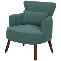 HOMCOM Modern armchair, Padded accent chair with lumbar cushion, Rubberwood legs, Dark green(m-7)