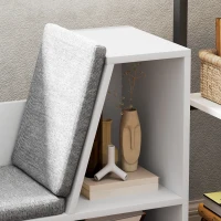 HOMCOM Bookshelf with Seat, 6 Compartments, Padded, 105 x 30 x 63 cm, White(m-5)