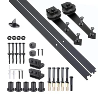 HOMCOM Sliding Pocket Door Kit for 3.5-4.5 cm Thick Doors, Max Width 1 m, Max Load 100 kg, Black Steel(m-6)