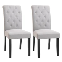 HOMCOM Set of 2 Dining Chairs Kitchen Chairs High Comfort Wooden Legs Linen 47 x 61 x 101 cm(m-1)