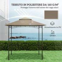 Outsunny Copertura per Gazebo da Giardino per Barbecue 1.52x2.44 m a 2 Livelli in Poliestere 160gsm Cachi(m-6)