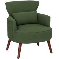 HOMCOM Modern Armchair with Armrests, Padded Accent Chair with Lumbar Cushion, Green(m-6)