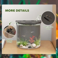 PawHut 3L Small Fish Tank with Filter System, LED Light, Small Fish Tank for Betta, Shrimp, Black(m-7)