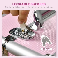 HOMCOM Rolling Makeup Storage Case w/ Swivel Wheel, Pink(m-6)