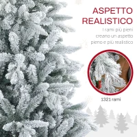 HOMCOM Albero di Natale Innevato con 1321 Rami Ignifughi, in Plastica e Metallo, Ø115x180 cm, Verde(m-5)