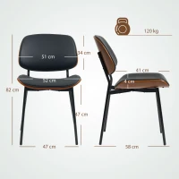 HOMCOM Set of 2 dining chairs, retro classic style, bentwood frame, for living room, bedroom, kitchen, black(m-3)