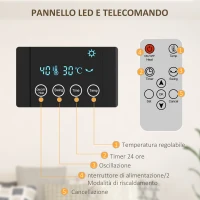 HOMCOM Termoventilatore da Parete Oscillante con Telecomando, Timer 12h e 2 Modalità, 54.5x12x21.5 cm, Grigio(m-5)