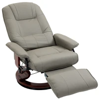 HOMCOM Recliner TV Chair Reclining Chair PU Leather 360° Swivel 145° Reclining Gray 78 x 87 x 100 cm(m-7)