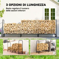 Outsunny Portalegna da 1m³ Regolabile con Telo Impermeabile in PE, in Metallo, 300x36x99 cm, Nero e Verde Scuro(m-7)