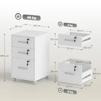 HOMCOM Three Drawer Wood-Effect Filing Cabinet - White(m-3)