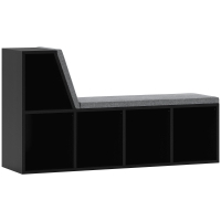 HOMCOM 2-in-1 Bench Bookshelf with 5 Storage Compartments and 2 Cushions 108 x 30 x 60 cm Black Grey