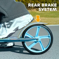 AIYAPLAY Foldable Kids Scooter with Adjustable Handlebar, 200mm Big Wheel, Rear Fender Brake, for Ages 6-12 Years, Blue(m-6)