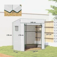 Outsunny PE Cover Walk-in Outdoor Greenhouse, White(m-3)