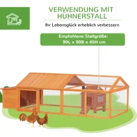 PawHut Hühnerstall Freilaufgehege 2,4 x 1,125 x 0,76 m Freigehege mit Schloss Tür aufklappbar Dach Tannenholz Orange(m-6)
