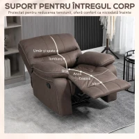 HOMCOM Fotoliu Relax cu inclinare manuala si suport pentru picioare, husa din microfibra si captuseala suplimentara, 97x90x96cm, maro(m-6)