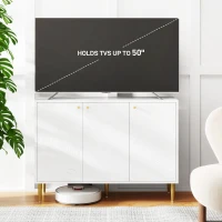 HOMCOM Elegant Two-Cupboard Sideboard - White/Gold-Tone(m-6)