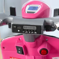 HOMCOM Elektro-Motorrad für Kinder mit MP3-Musik, Scheinwerfern, 3-6 Jahre, Kunstleder, Metall, 108 x 49 x 75 cm, Rosa(m-10)