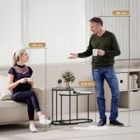 HOMCOM Set 2 Măsuțe de Cafea Suprapuse cu Cadru Metalic pentru Sufragerie și Birou, Gri și Alb(m-9)