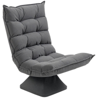 HOMCOM Tufted Relax Armchair, Adjustable Backrest, 360° Swivel, Linen Upholstery, Heather Grey