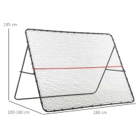 SPORTNOW Foldable football rebound net rebounder for football training multi-sport adjustable-angle, black(m-3)