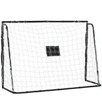 HOMCOM Soccer goal soccer cage metal frame PE net pegs & tool included dim. 186L x 62l x 123H cm black white(m-6)