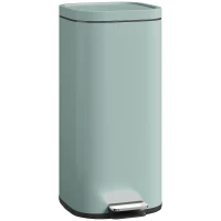 HOMCOM 30L Kitchen Bin, Compact Pedal Bin with Soft-Close and Stay-Open Lid, Removable Bucket for Kitchen, Home, Office, Green(m-1)