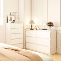 HOMCOM Cómoda de 5 cajones Sinfonier de dormitorio Cajonera Estrecha, 55x34x100 cm, Blanco(m-4)