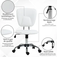 Vinsetto Office chair with adjustable height, tilting backrest, swivel caster seat(m-4)