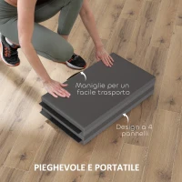 HOMCOM Tappetino da Ginnastica Pieghevole, Materassino Fitness Spesso 5 cm e Antiscivolo, 180x80x5 cm, Grigio(m-4)