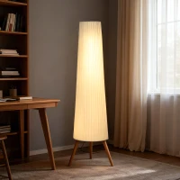 Lampă de podea HOMCOM cu trepied, întrerupător de picior și luminozitate reglabilă, 46x46x153 cm, albă(m-7)